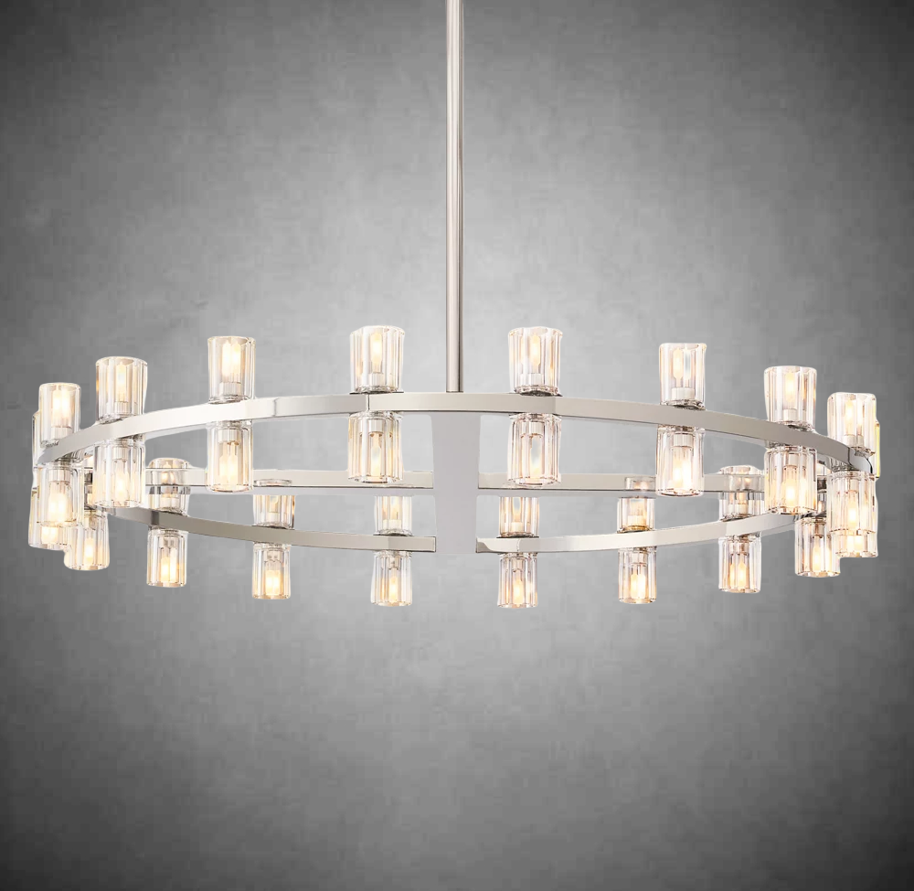Reger Round Chandelier 36" 48" 60"-Chandelier-Merlin Lamps-36"-Nickel-merlinlamps