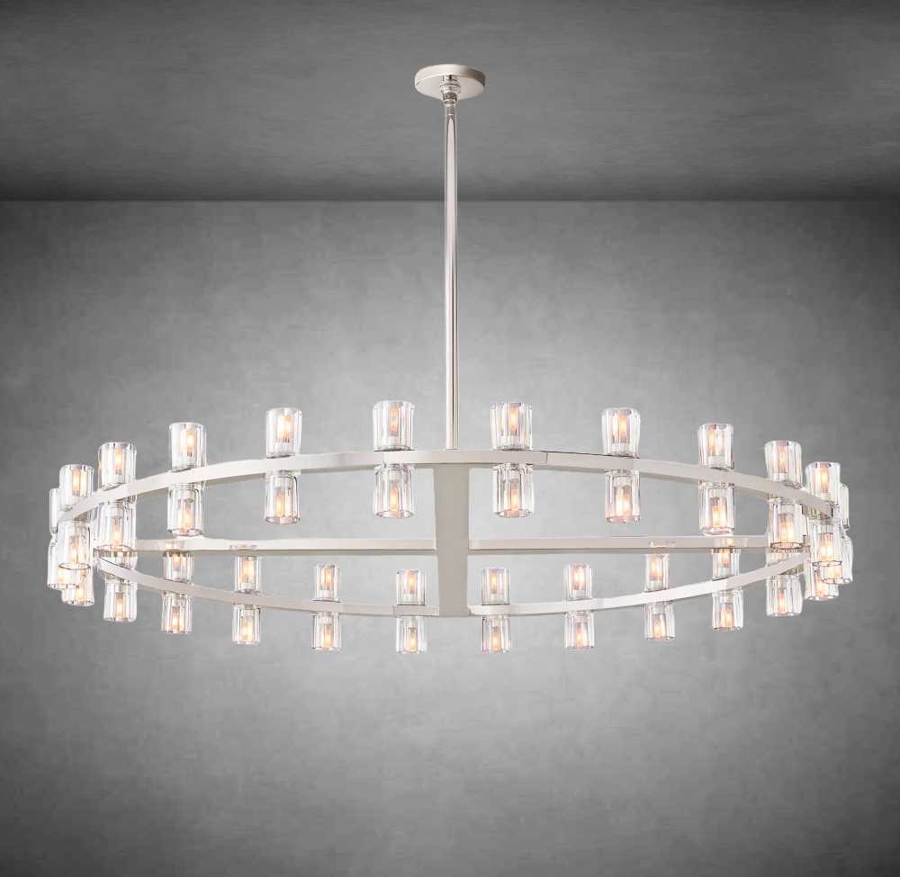 Reger Round Chandelier 36" 48" 60"-Chandelier-Merlin Lamps-48"-Nickel-merlinlamps