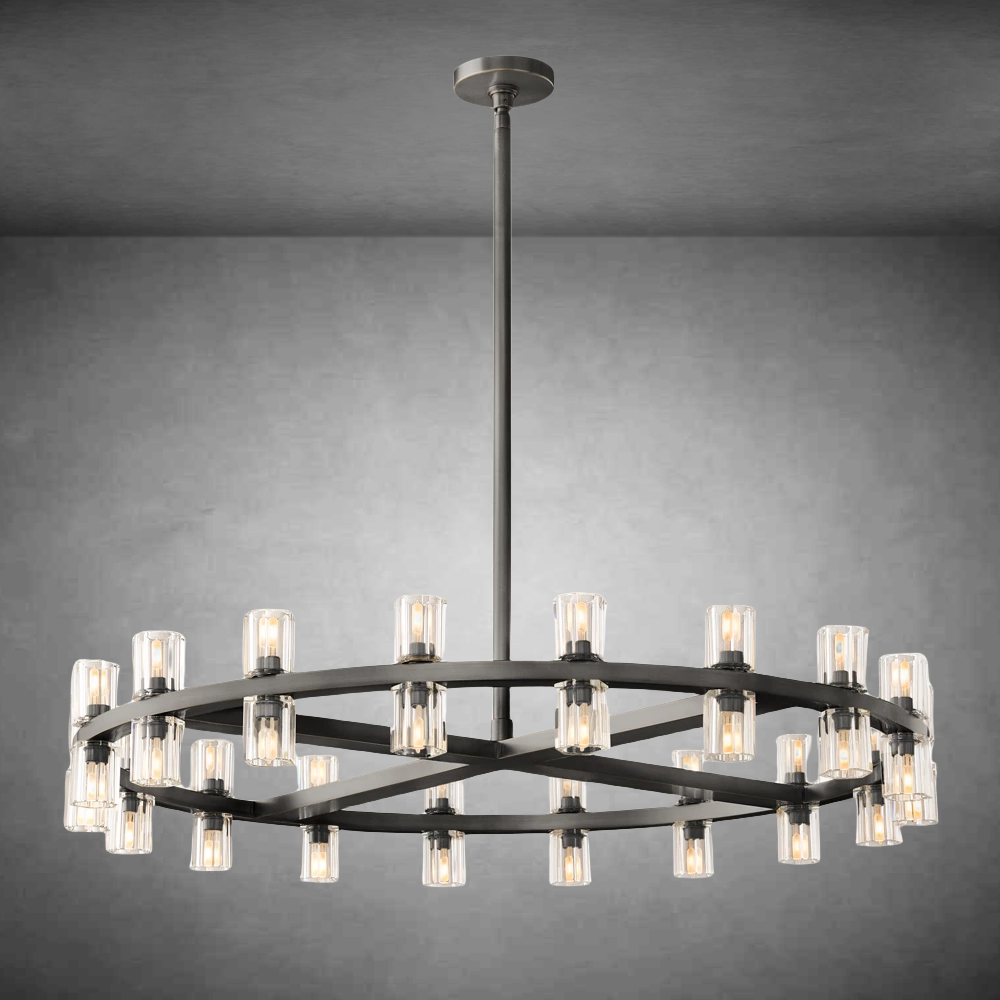 Reger Round Chandelier 36" 48" 60"-Chandelier-Merlin Lamps-36"-Brass-merlinlamps