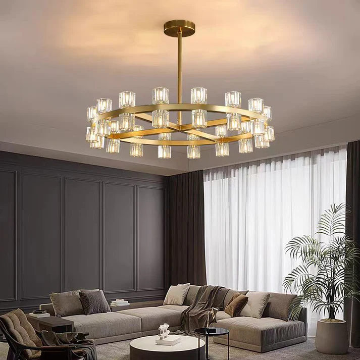 Reger Round Chandelier 36" 48" 60"-Chandelier-Merlin Lamps-36"-Brass-merlinlamps