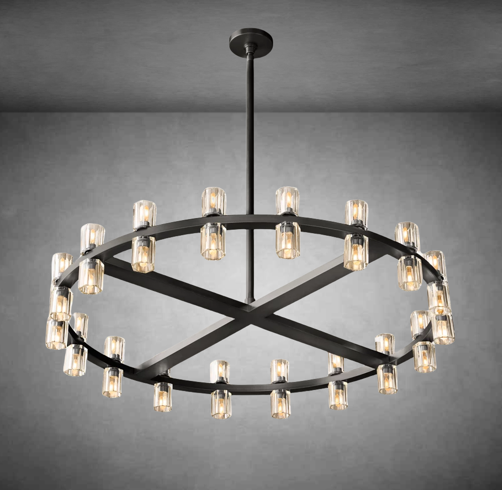 Reger Round Chandelier 36" 48" 60"-Chandelier-Merlin Lamps-36"-Brass-merlinlamps