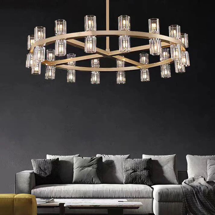 Reger Round Chandelier 36" 48" 60"-Chandelier-Merlin Lamps-36"-Brass-merlinlamps