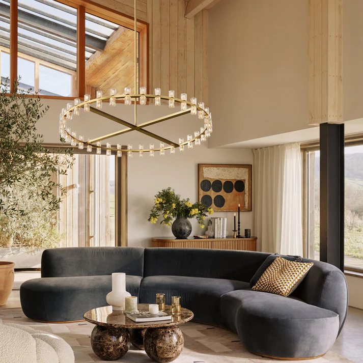Reger Round Chandelier 36" 48" 60"-Chandelier-Merlin Lamps-36"-Brass-merlinlamps