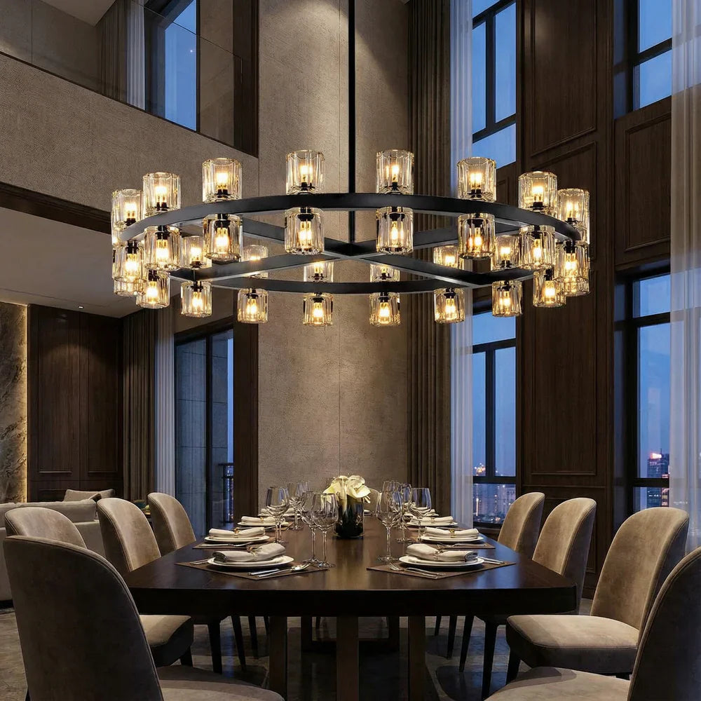 Reger Round Chandelier 36" 48" 60"-Chandelier-Merlin Lamps-36"-Brass-merlinlamps