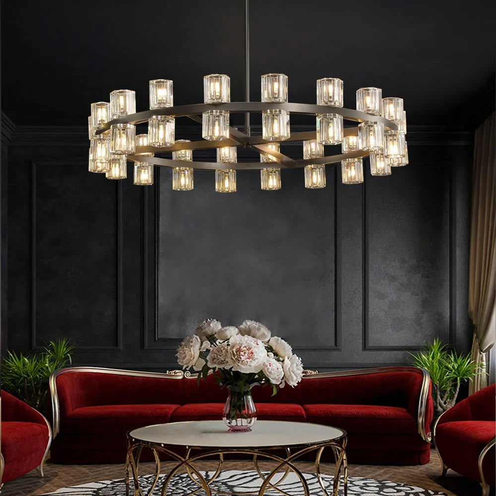 Reger Round Chandelier 36" 48" 60"-Chandelier-Merlin Lamps-36"-Brass-merlinlamps