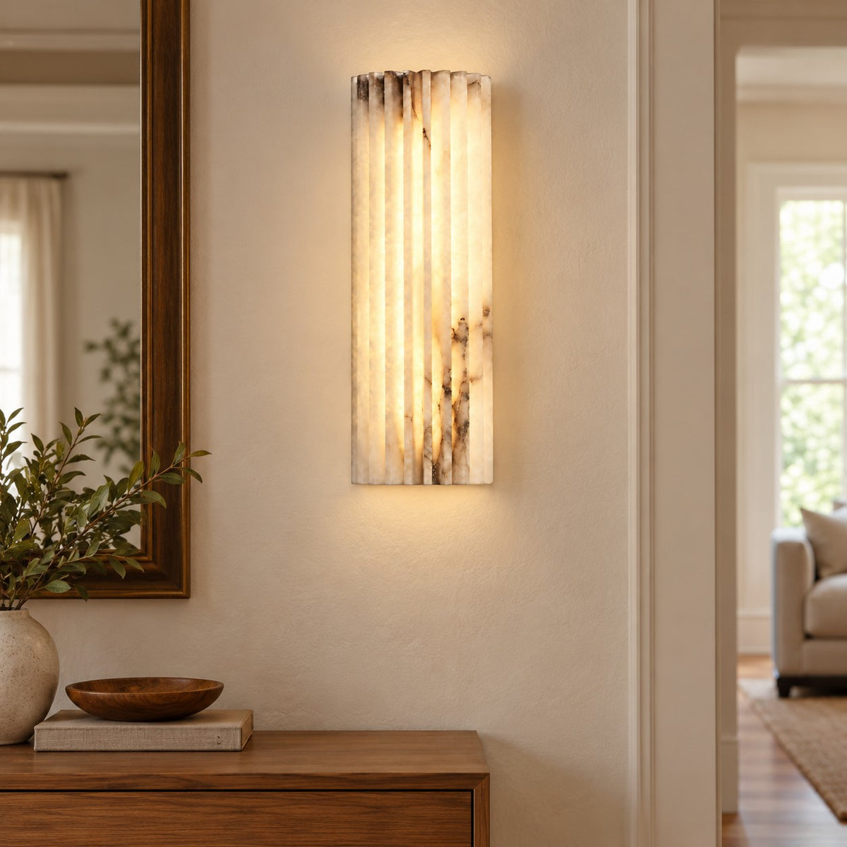 Ribelle Fluted Alabaster Minimalist Wall Sconce