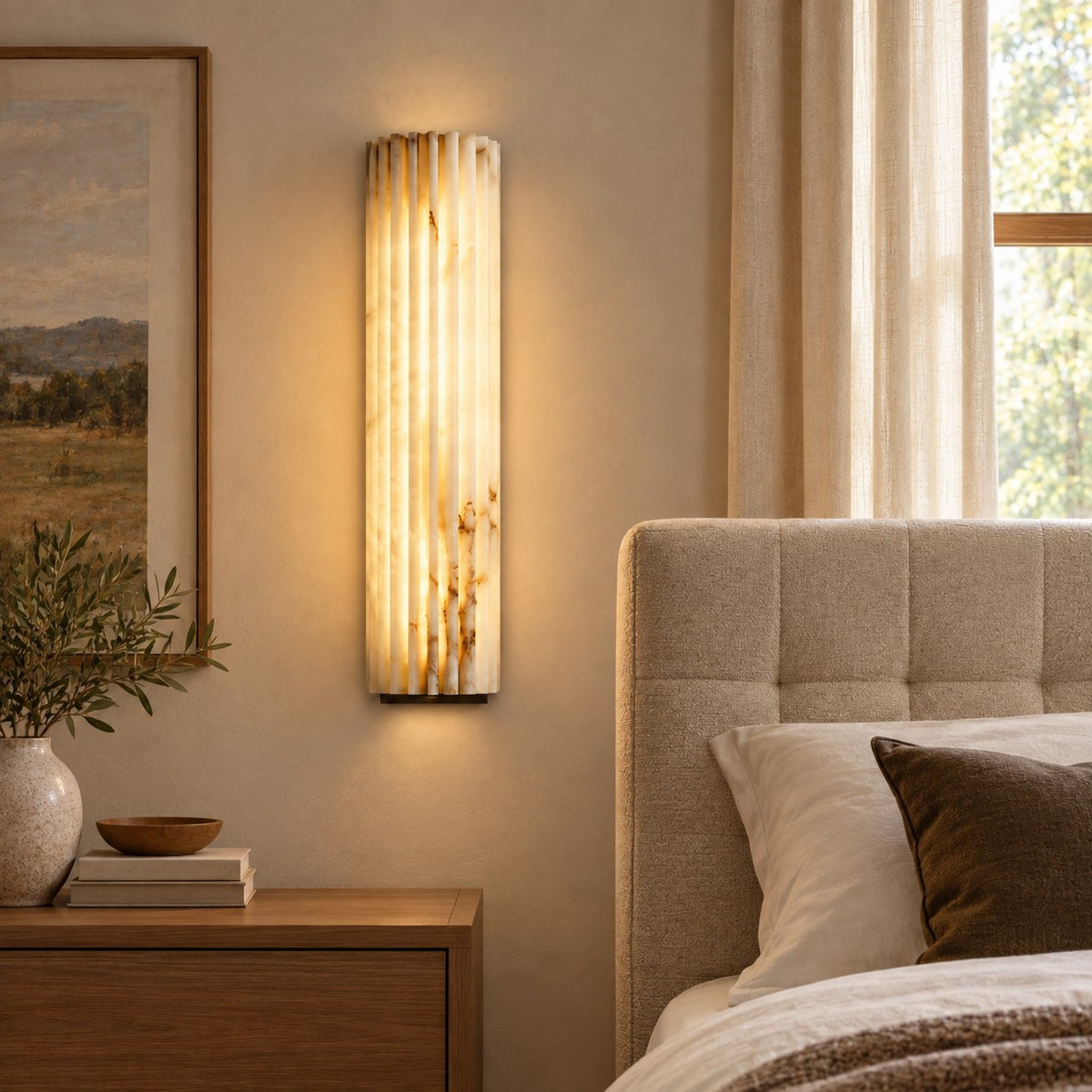 Ribelle Fluted Alabaster Minimalist Wall Sconce