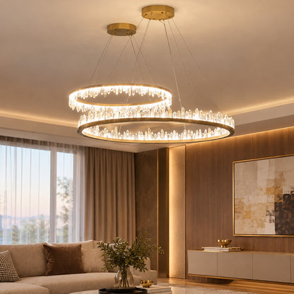 Round Luxury Clear Geode Quartz Crystal Hanging Chandelier