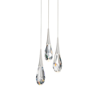 Hibiscus LED Multi Light Pendant Light in Polished Nickel (3-Light).