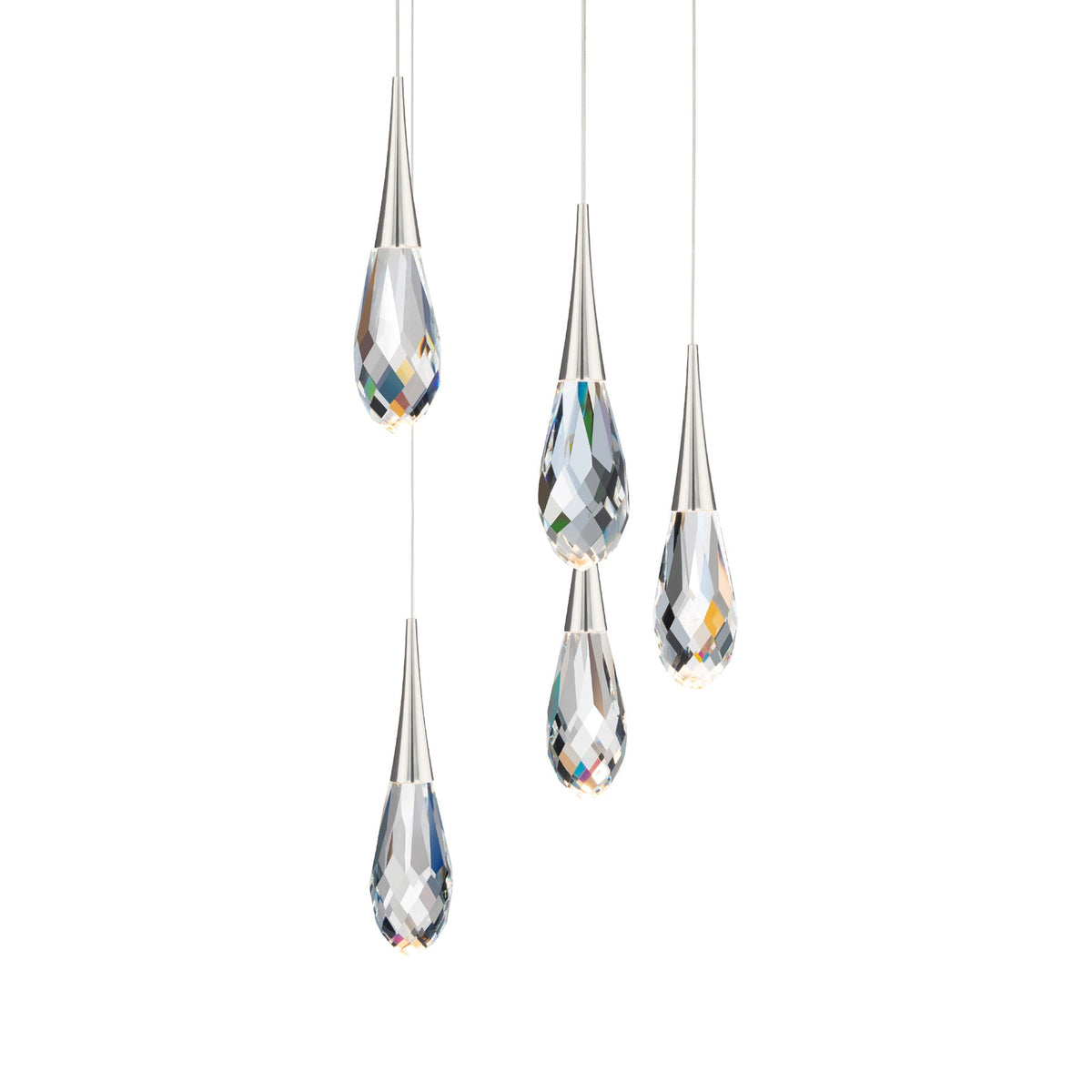 Hibiscus LED Multi Light Pendant Light in Polished Nickel (5-Light).