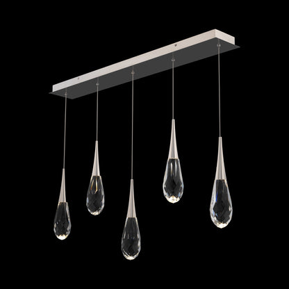 Hibiscus Linear LED Multi Pendant Light in Polished Nickel (5-Light).