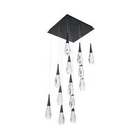 Hibiscus Square LED Multi Pendant Light in Black (13-Light).