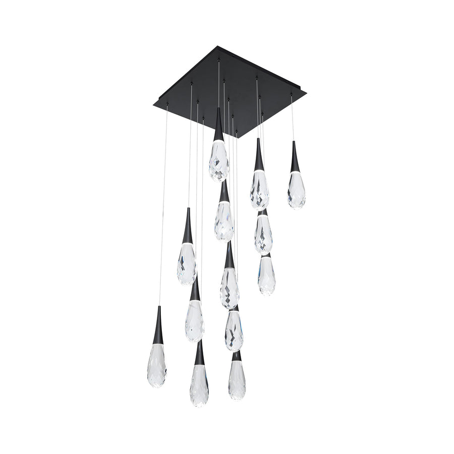 Hibiscus Square LED Multi Pendant Light in Black (13-Light).