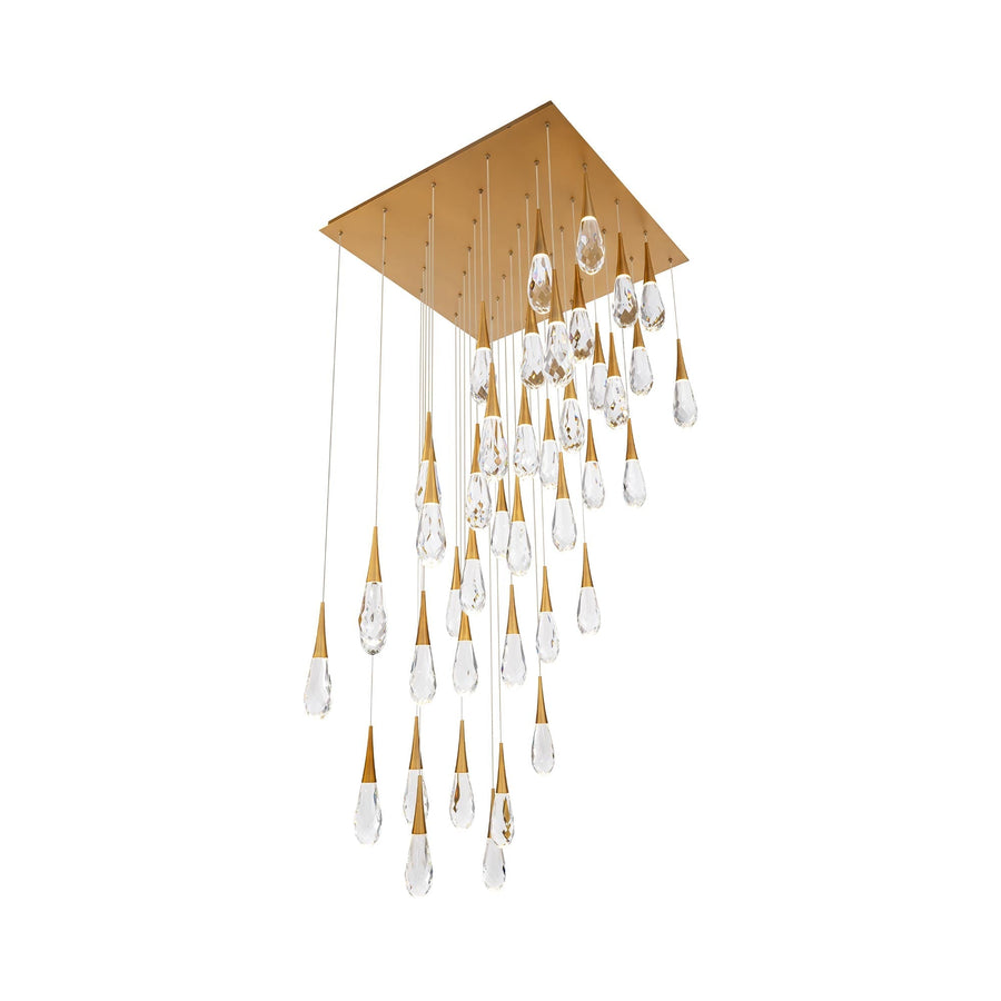 Hibiscus Square LED Multi Pendant Light in Aged Brass (41-Light).