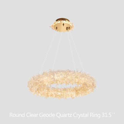 Amber Kandace Round Rock Crystal Pendant Light Modern Chandelier for Living Room