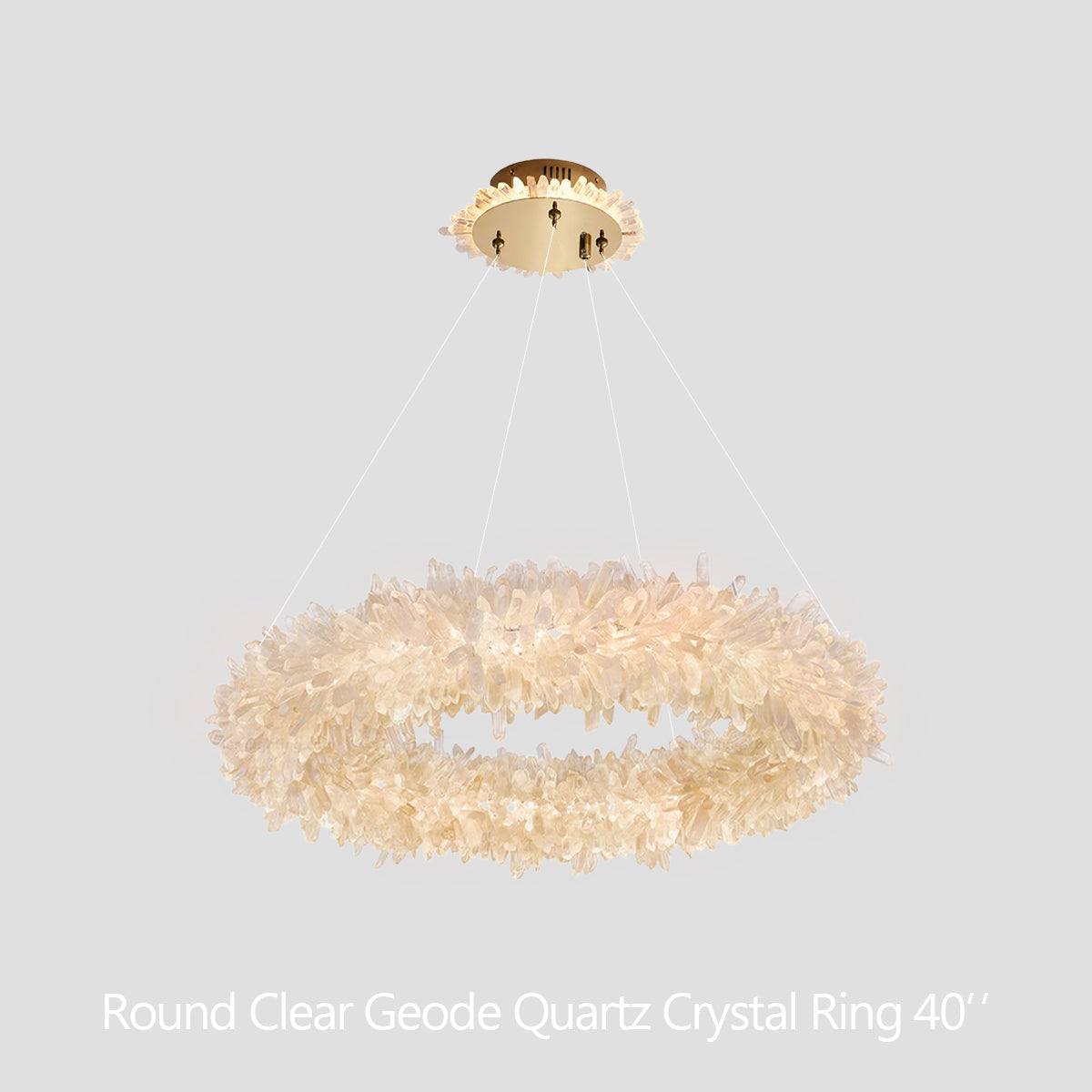 Kandace Round Rock Crystal Pendant Light Modern Chandelier for Living Room