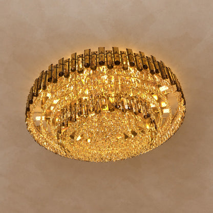 Smoke Gray Crystal Chandelier Flush Mounted Ceiling Light Fitxture Set for Dining Room/Living Room