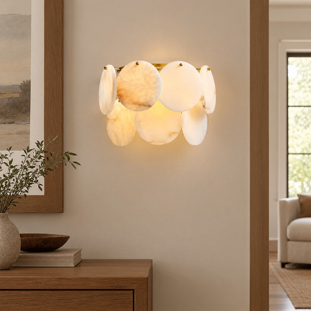 Solara French Art Deco Spanish Alabaster Wall Sconce 10.6"