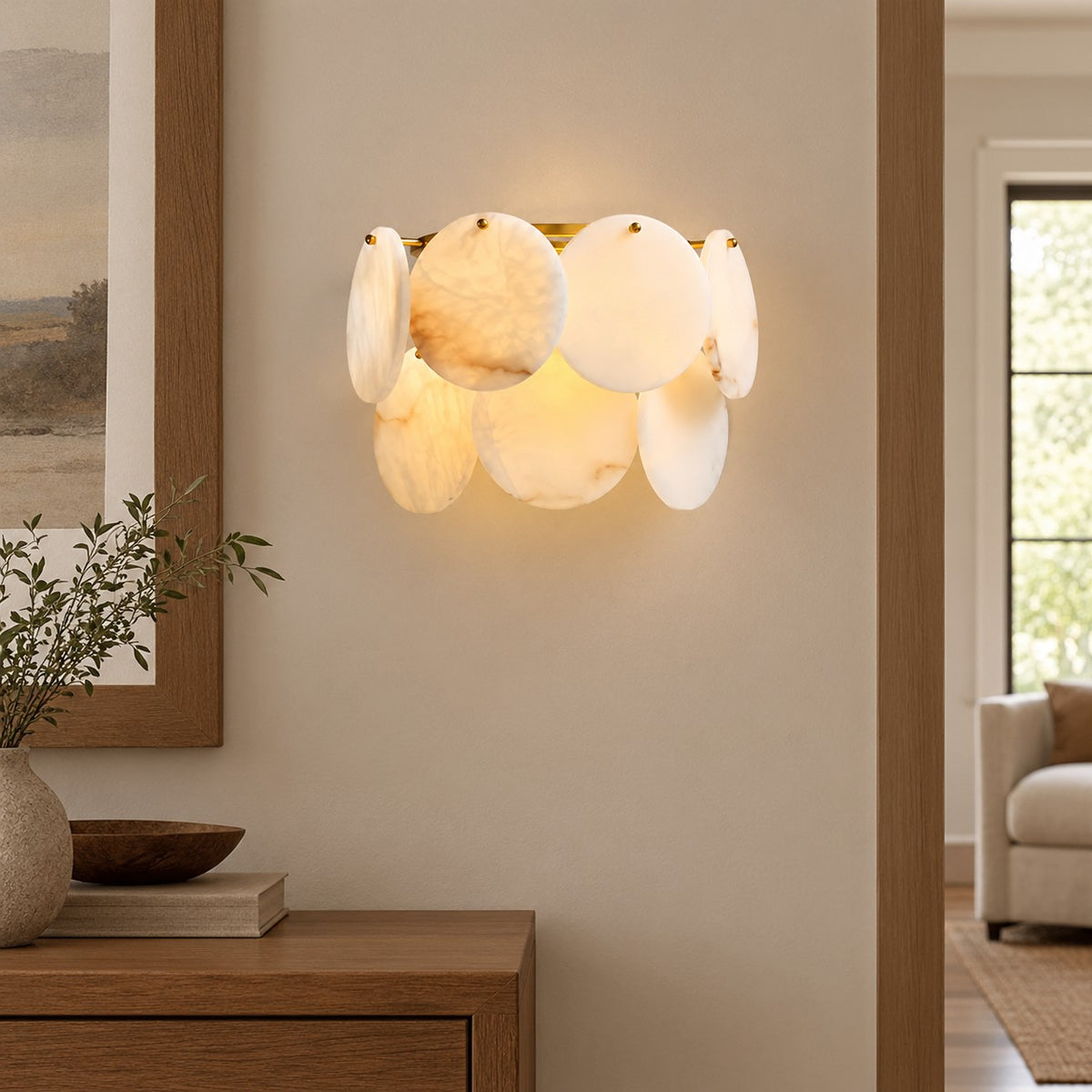 Solara French Art Deco Spanish Alabaster Wall Sconce 10.6"