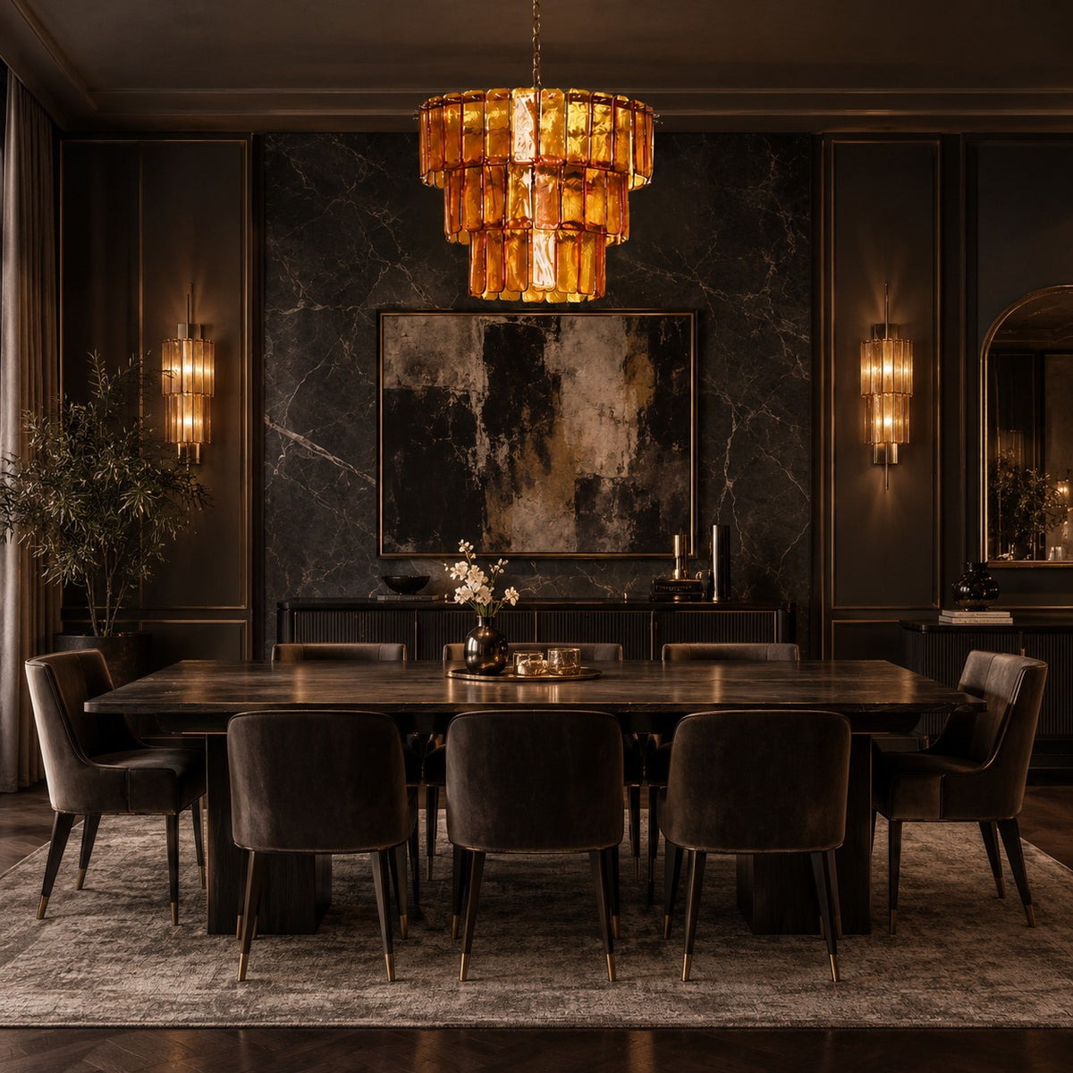 Solenne Ember Artisan Murano Chandelier