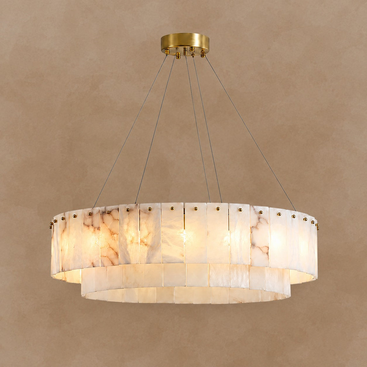 Solenne Spanish Alabaster Tiered Chandelier 23.6" 31.5" 39.4"