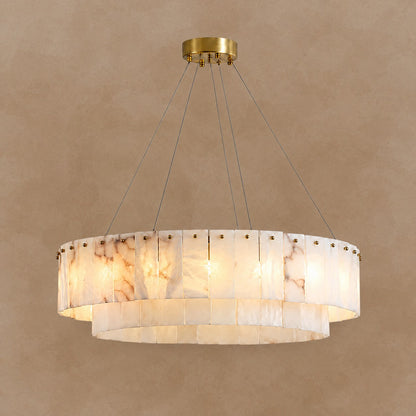 Solenne Spanish Alabaster Tiered Chandelier 25.59" 31.5" 39.4"