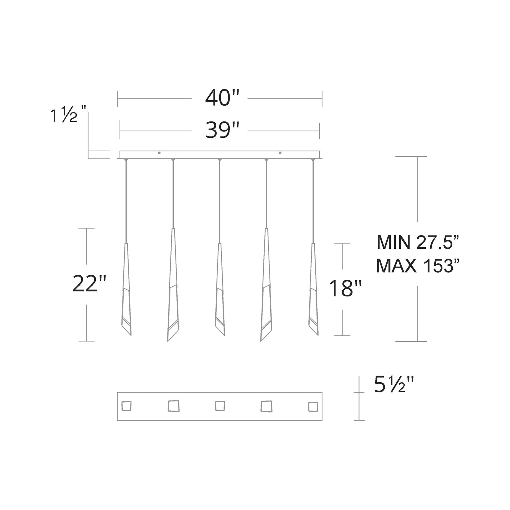 Solitude Linear LED Multi Pendant Light Luxury Crystal Fixture