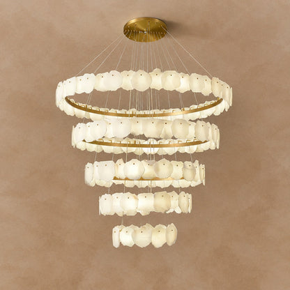 Spiral Alabaster Chandelier – Gold & White 4‑6 Layer Luxury Ceiling Light