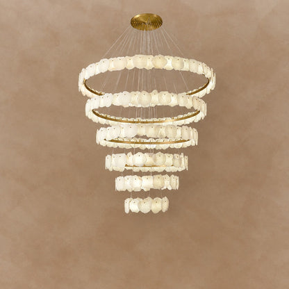 Spiral Alabaster Chandelier – Gold & White 4‑6 Layer Luxury Ceiling Light