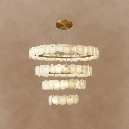 Spiral Alabaster Chandelier – Gold & White 4‑6 Layer Luxury Ceiling Light