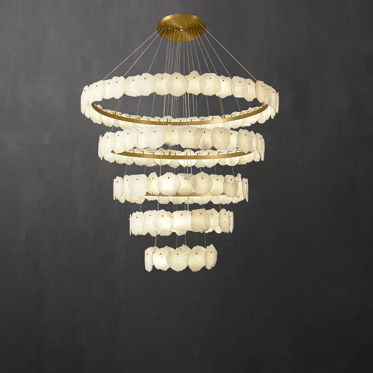 Ecliptica Spiral Alabaster Chandelier – Gold & White 4‑6 Layer Luxury Ceiling Light