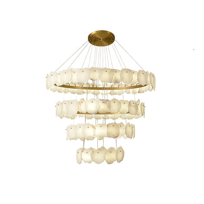 Ecliptica Spiral Alabaster Chandelier – Gold & White 4‑6 Layer Luxury Ceiling Light