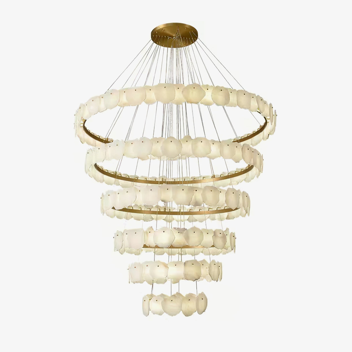 Ecliptica Spiral Alabaster Chandelier – Gold & White 4‑6 Layer Luxury Ceiling Light