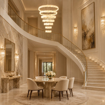 Spiral Alabaster Chandelier – Gold & White 4‑6 Layer Luxury Ceiling Light