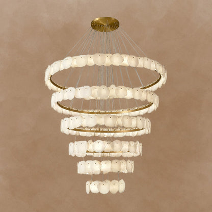 Spiral Alabaster Chandelier – Gold & White 4‑6 Layer Luxury Ceiling Light