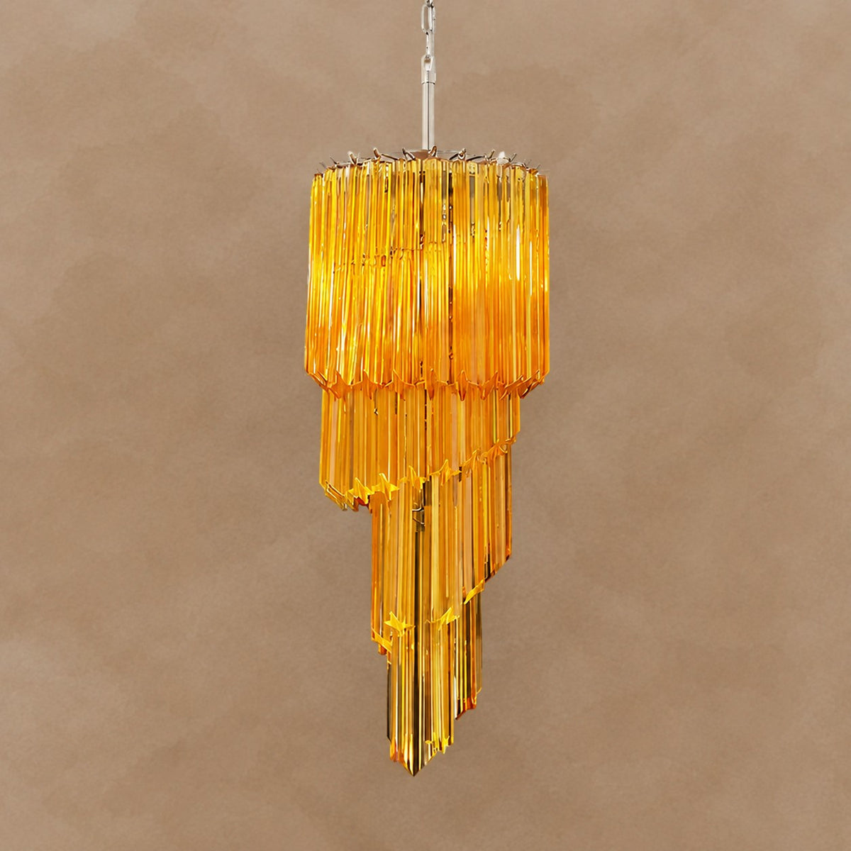 Spiral Prism Glass Chandelier 15.7"