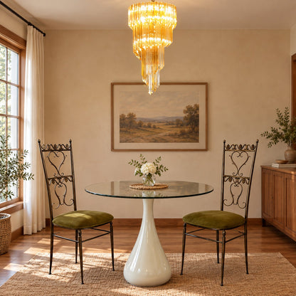 Spiral Prism Glass Chandelier 15.7"
