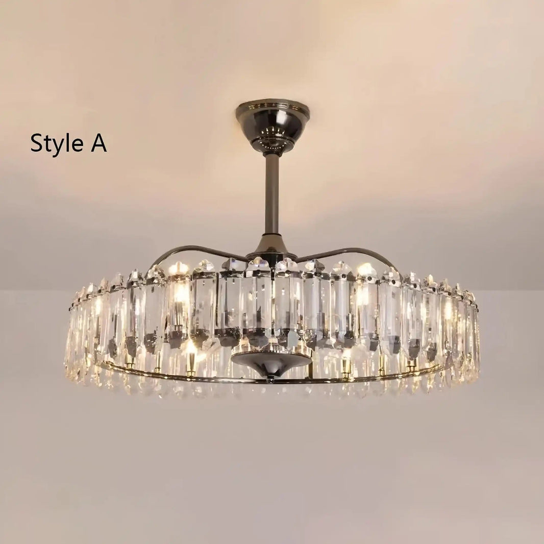 HA New Modern Invisible Fan Light Candle Crystal Chandelier