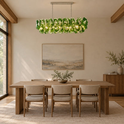 Verdalia Sculptural Green Glass Linear Chandelier 39.4" 47.2"