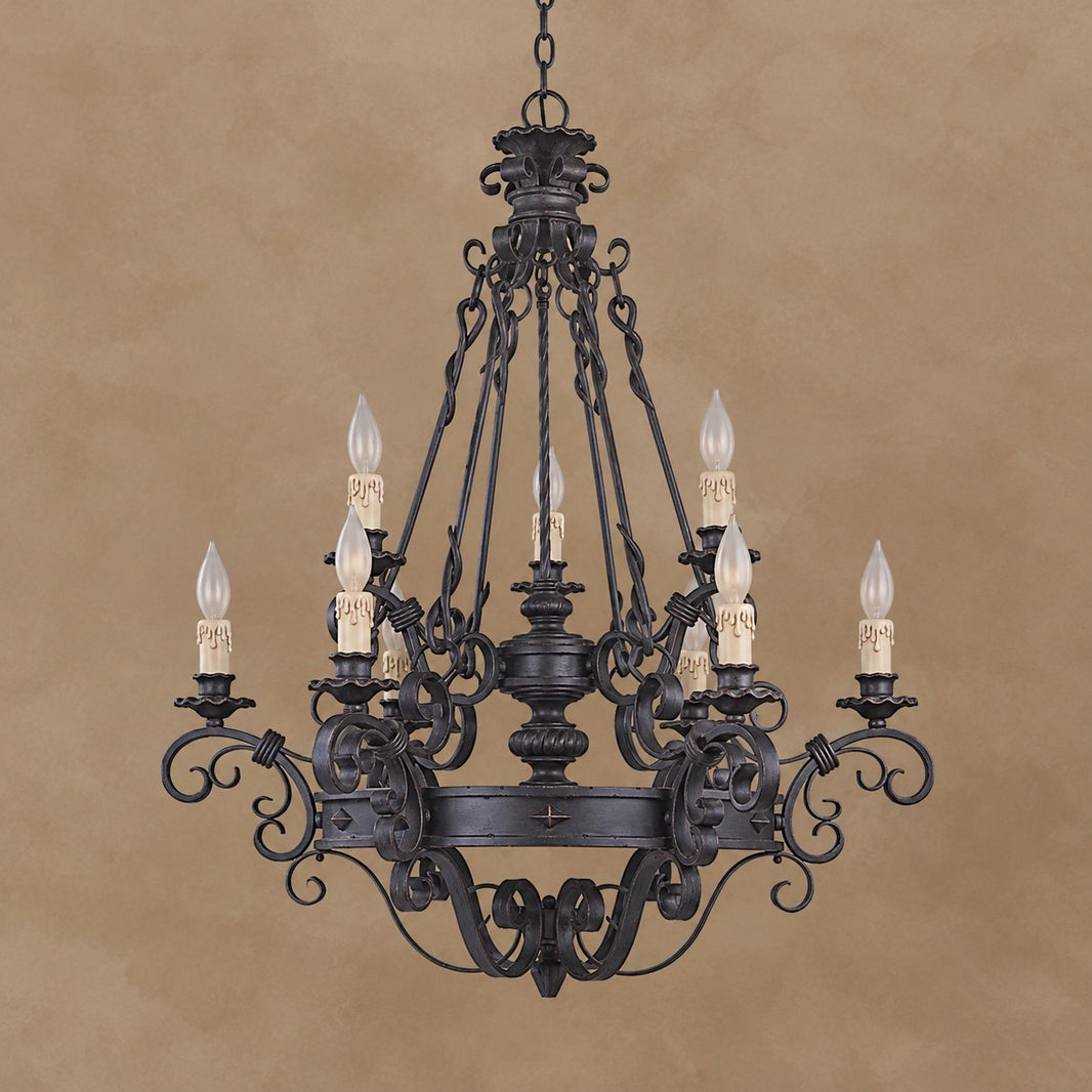 Vintage Iron Simple Candle Art Chandelier for Living Room / Villa / Stairs