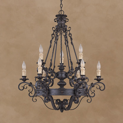 Vintage Iron Simple Candle Art Chandelier for Living Room / Villa / Stairs