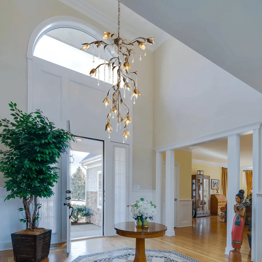 Vermelia Cascade Chandelier styled in a modern dining room