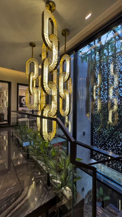 Luxury Crystal Chain Pendant Chandelier for High Ceilings