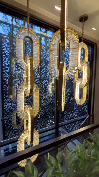 Luxury Crystal Chain Pendant Chandelier for High Ceilings