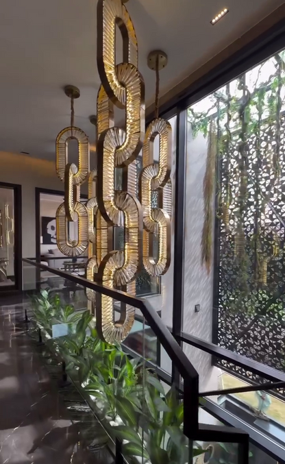 Luxury Crystal Chain Pendant Chandelier for High Ceilings