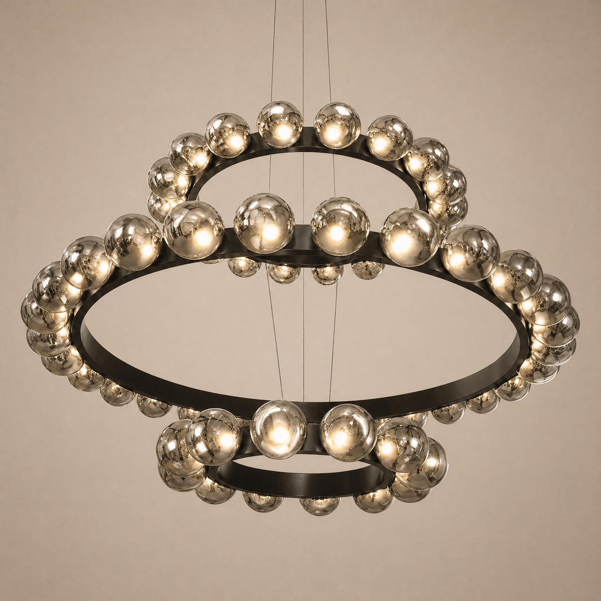 Electroplated Glass Chandelier in matte black