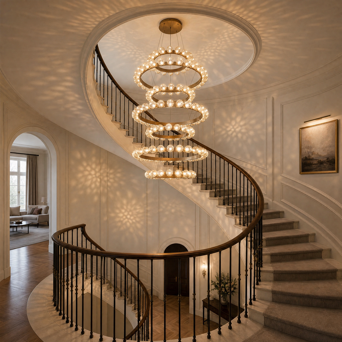 Chandelier For High Ceiling in a dining room