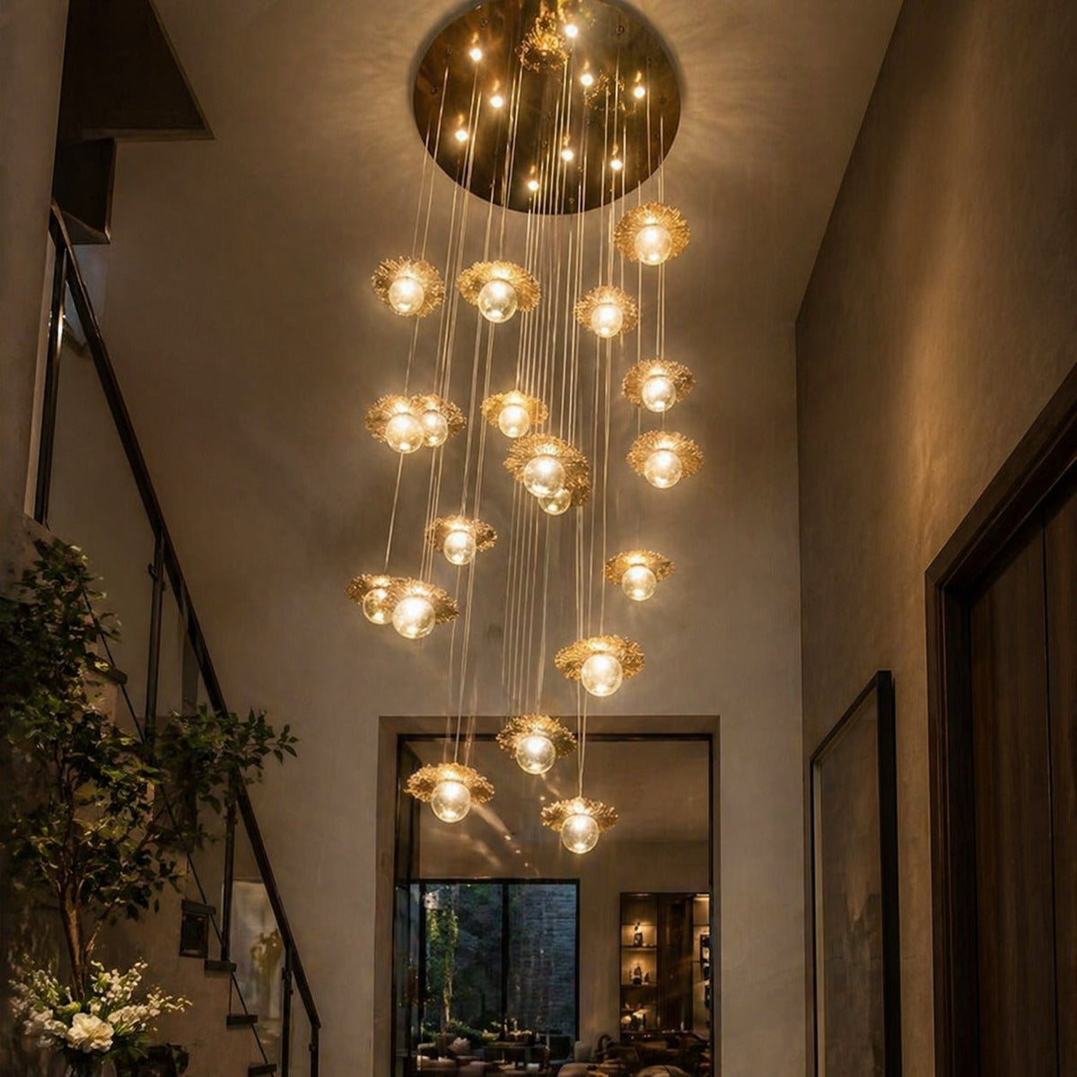 Glass Chandelier in gold