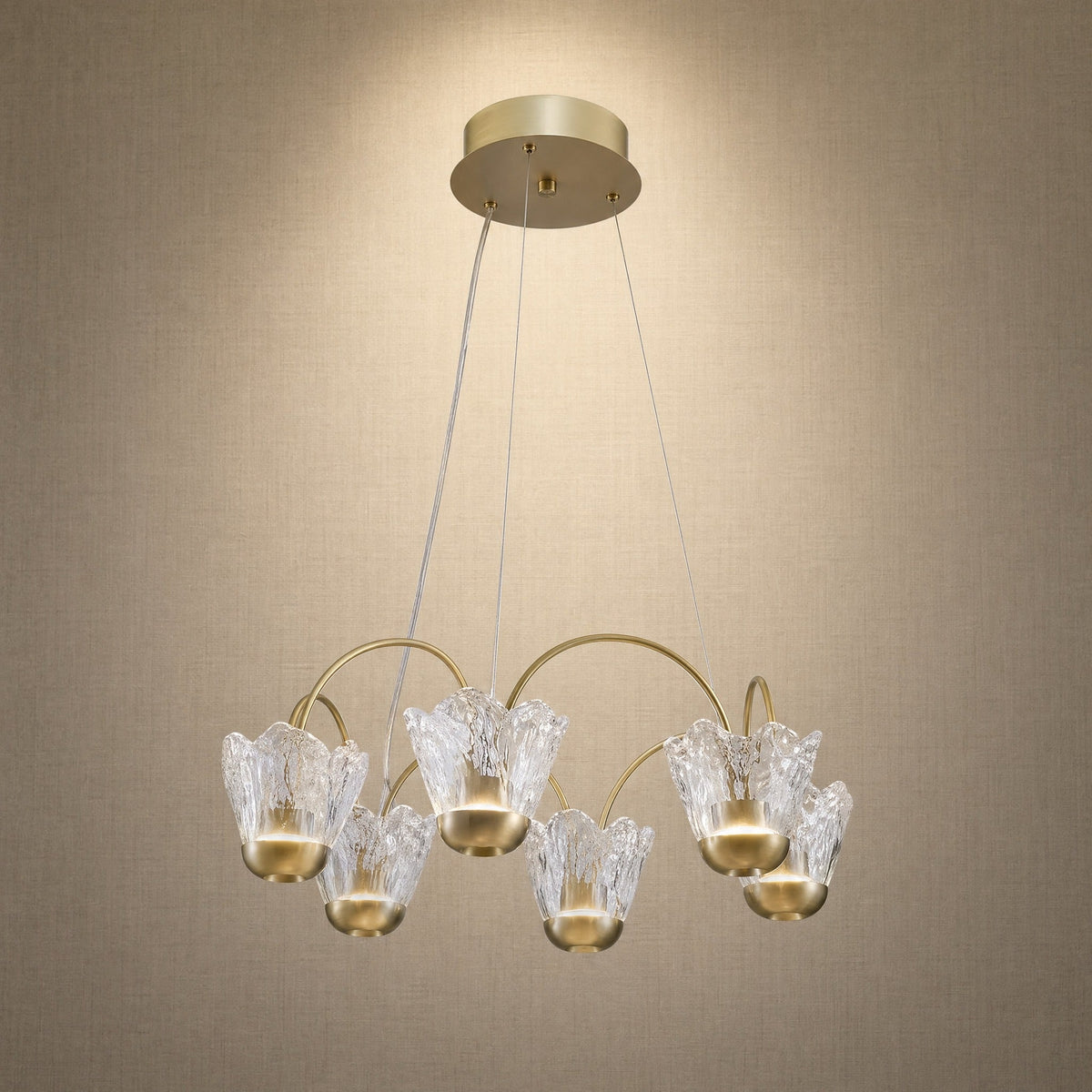Contemporary Chandelier Dining Room in a great room