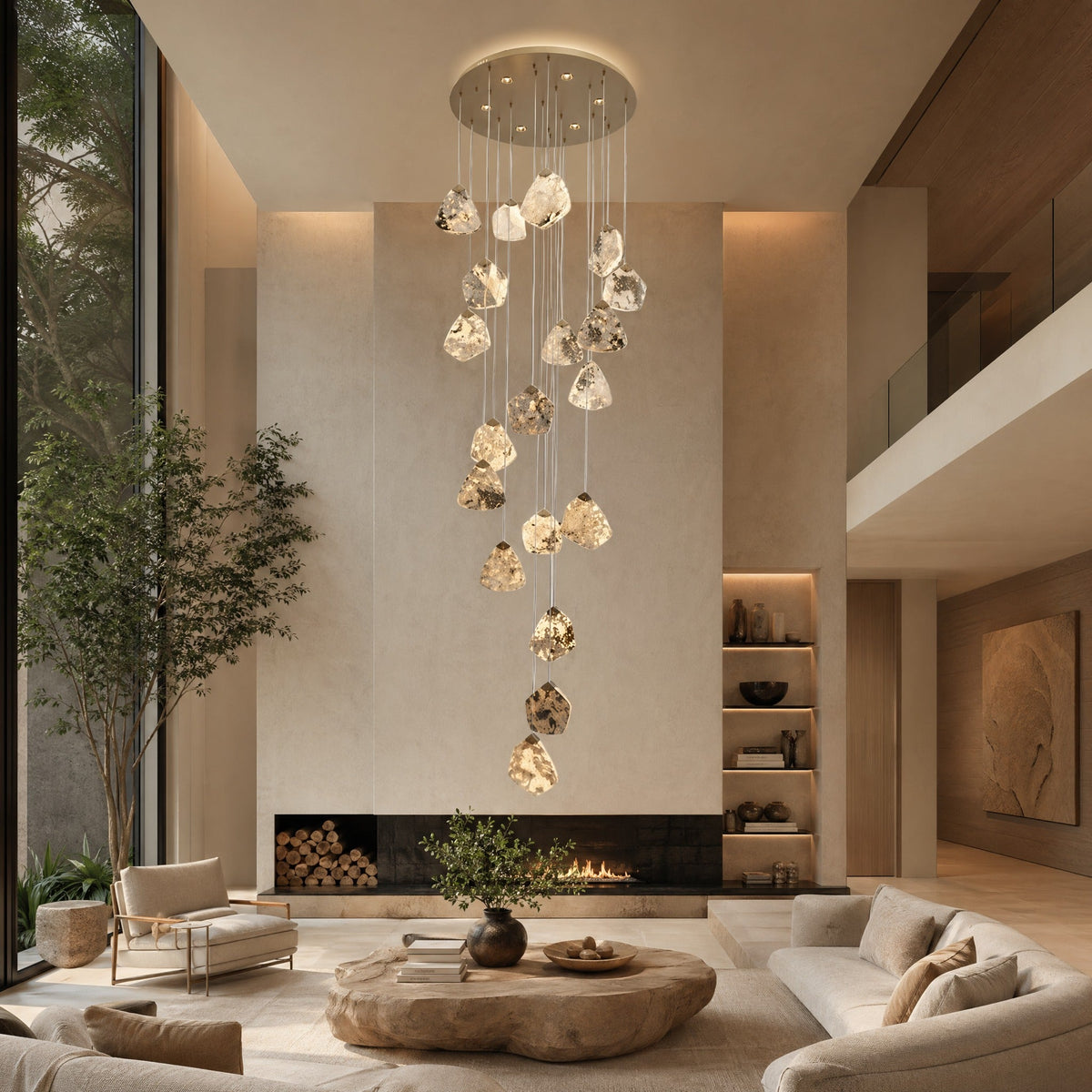 Natural Stone Chandelier in a living room